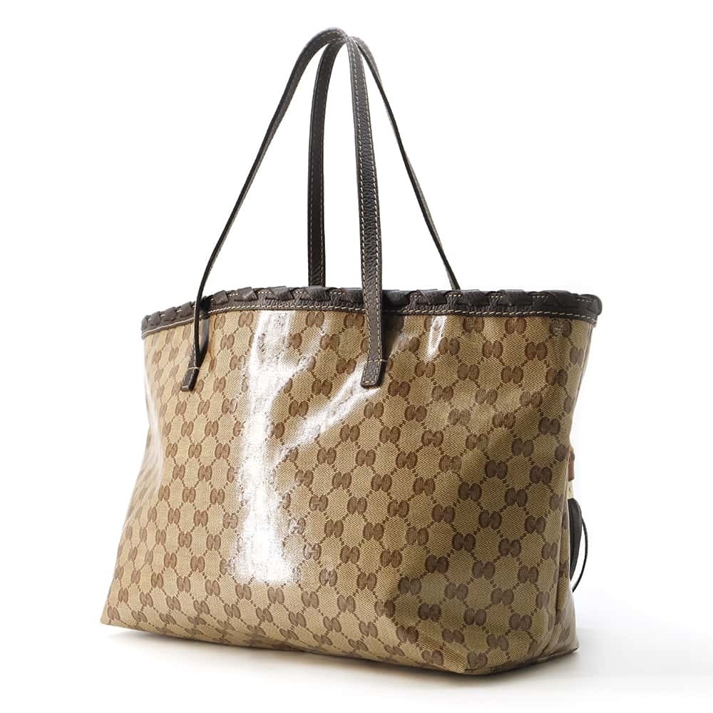 Gucci Crystal Bag Charm Leather Tote Tassel GG